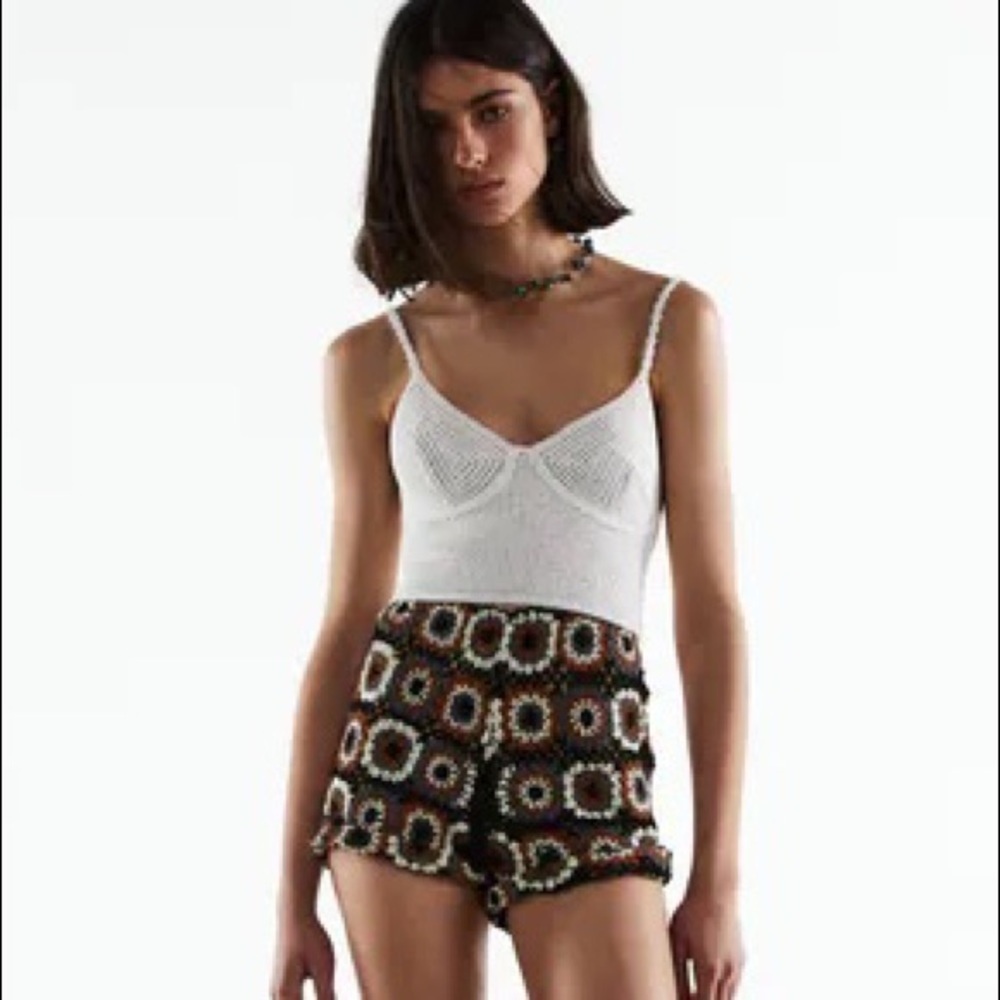 White Crochet crop top
